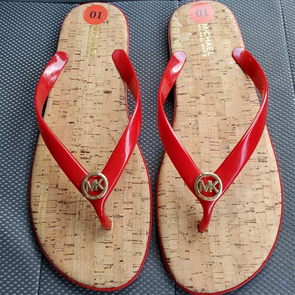 Michael Kors Red Jet Set Cork Jelly Sandles